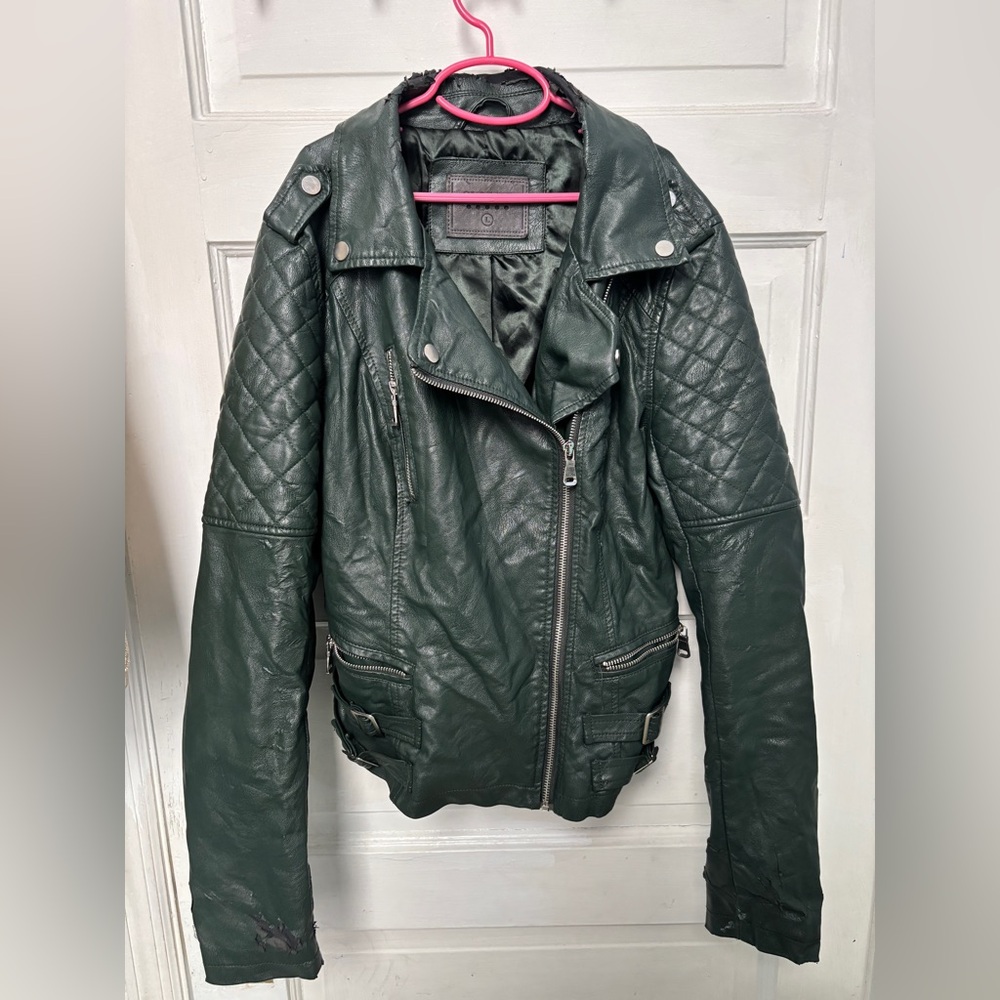 Vegan leather motorcycle jacket